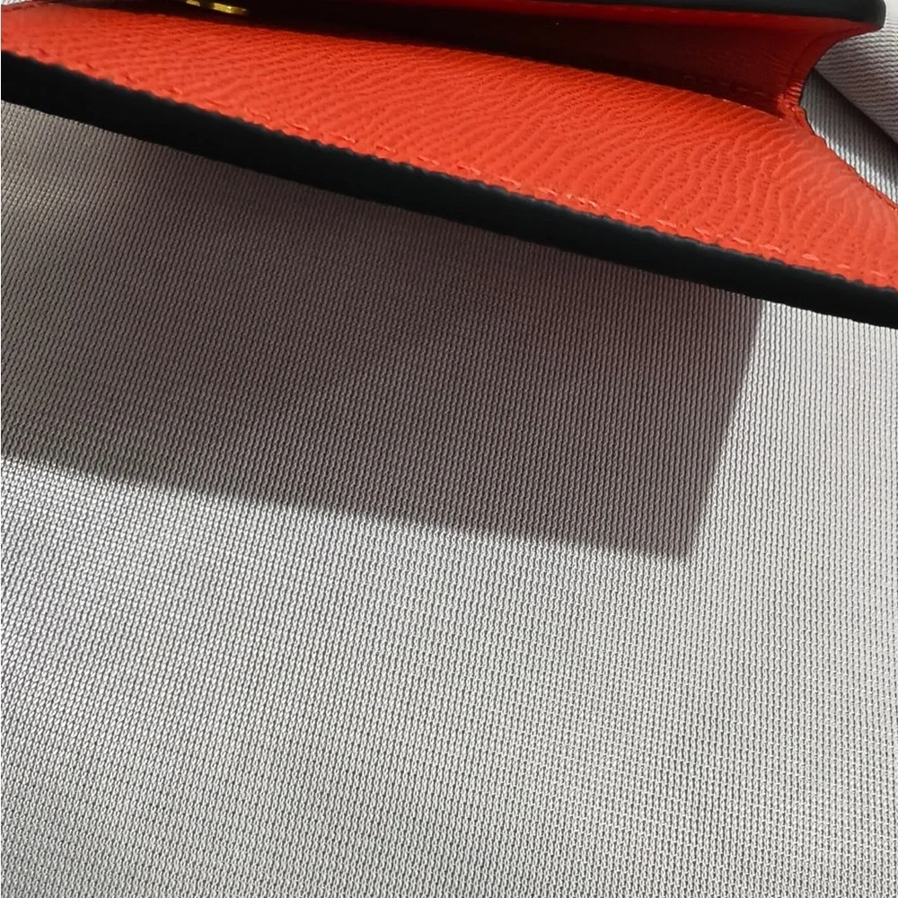 Dior Red Grained Leather Saddle Card Case with Gold 'D' Charm